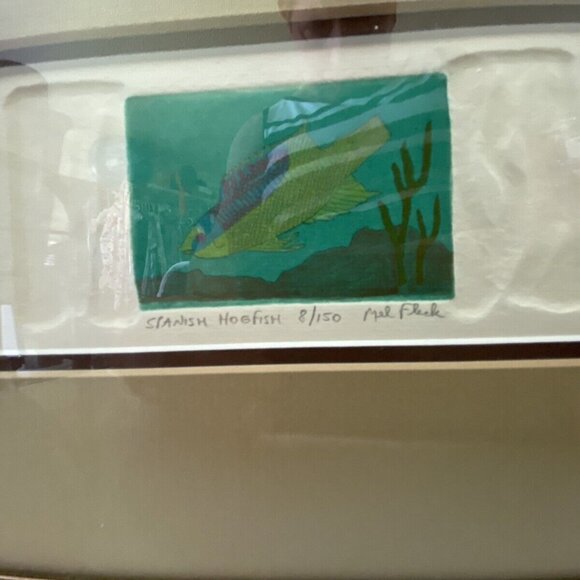 Mel Fleck Spanish Hogfish Art Signed Framed Original Print 8 of 150‎ 3 D Collage - Picture 9 of 16